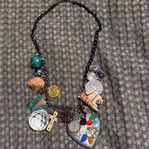 Eclectic Multicolor Heart Charm Necklace
